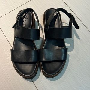 Black and brown platform sandals